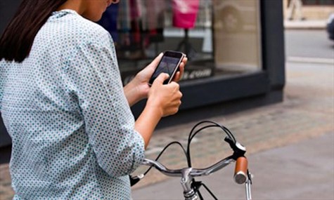 Cyclist with phone